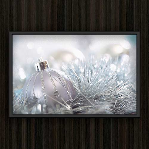 Quadro com fotos- Bola branca de natal